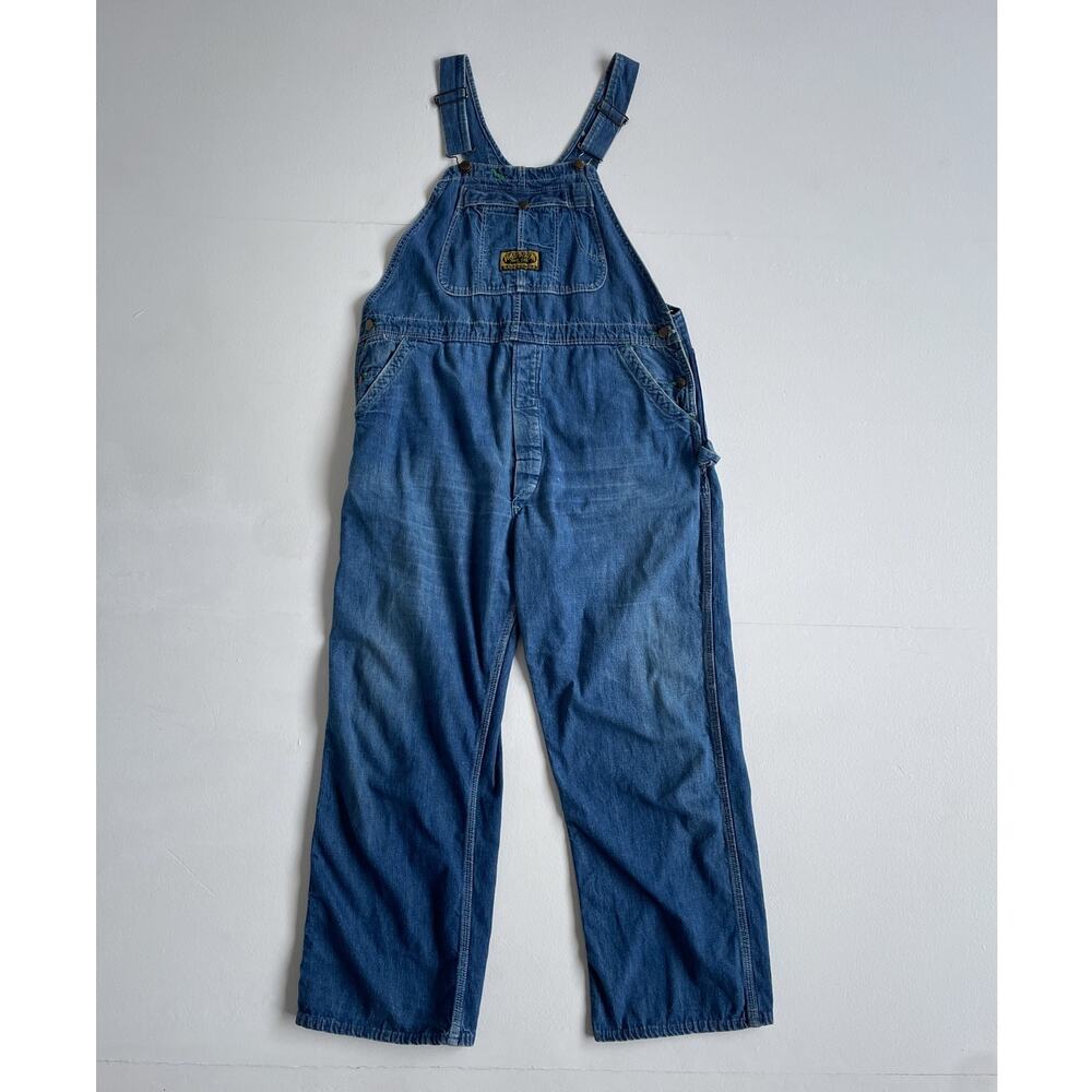 Vtg 60s 70s Washington DEE CEE Blue Denim Bib Overalls / XL Sanforized Workwear